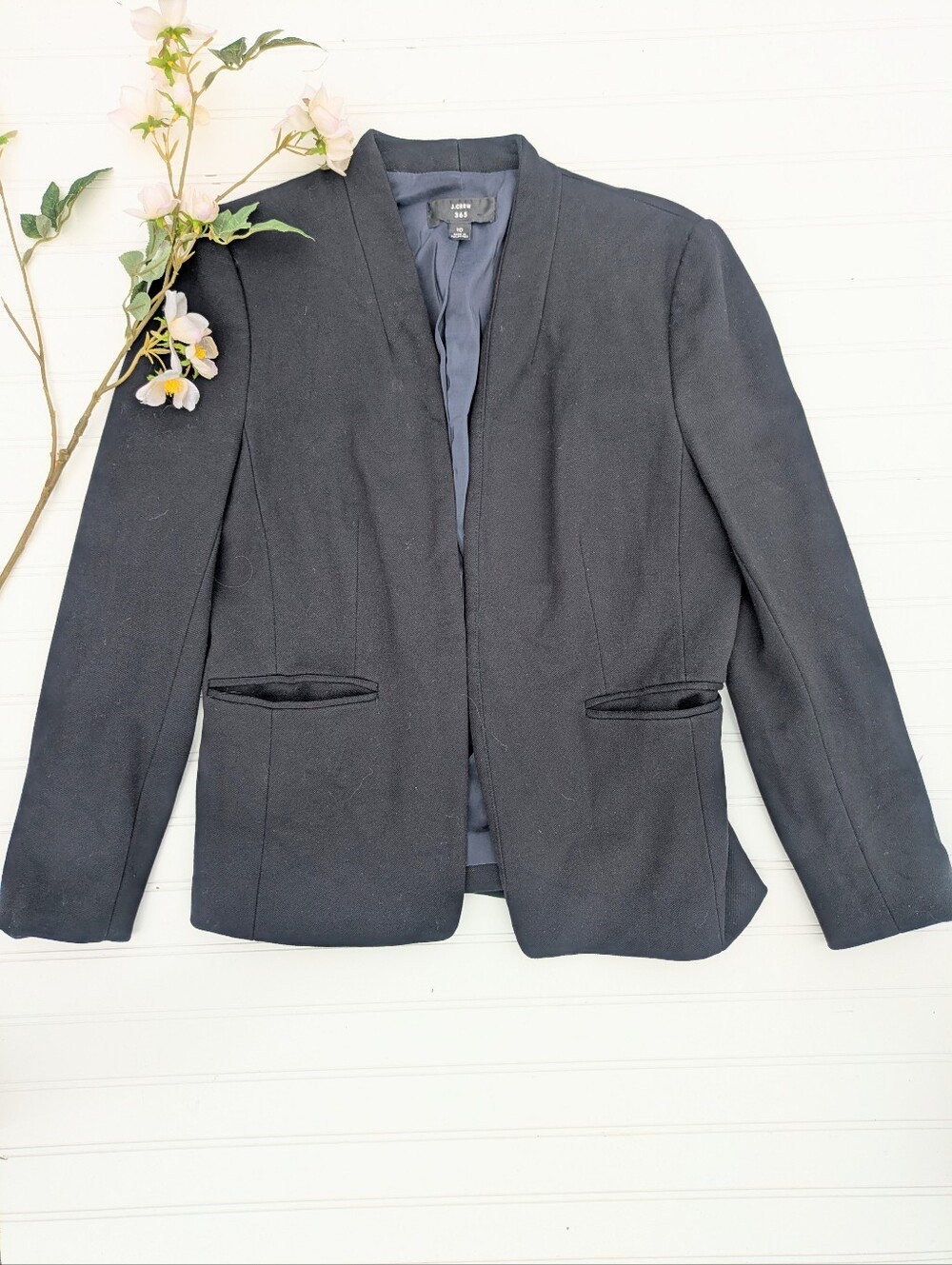 J. Crew Black 365 Collarless Blazer